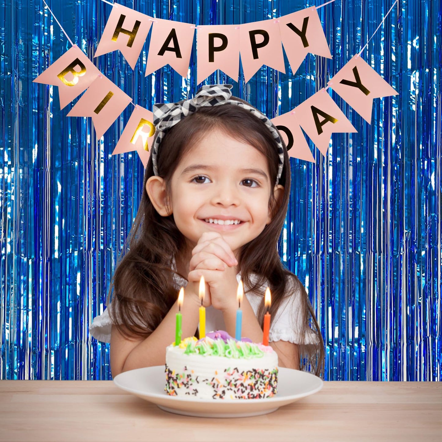 2 Pack Blue Party Decorations Ocean Party Decor Supplies Blue Party Streamers Birthday Decorations Tinsel Foil Fringe Curtains P