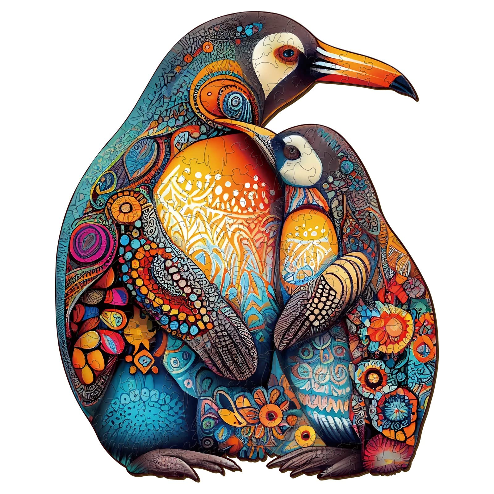 Woodemon Wooden Jigsaw Puzzles, Wooden Puzzles For Adults And Kids, (M-190Pcs-11.8 * 9.6In) Penguin Family Unique Shape Animal Wooden Puzzle, Wood Puzzles Jigsaw, Puzzle Gift Perfect Family Games