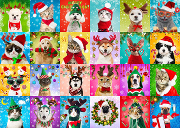 1000 Piece Puzzle For Adults Christmas Puzzle, Christmas Pets Christmas Puzzles 1000 Pieces, Cats And Dogs Christmas 1000 Piece