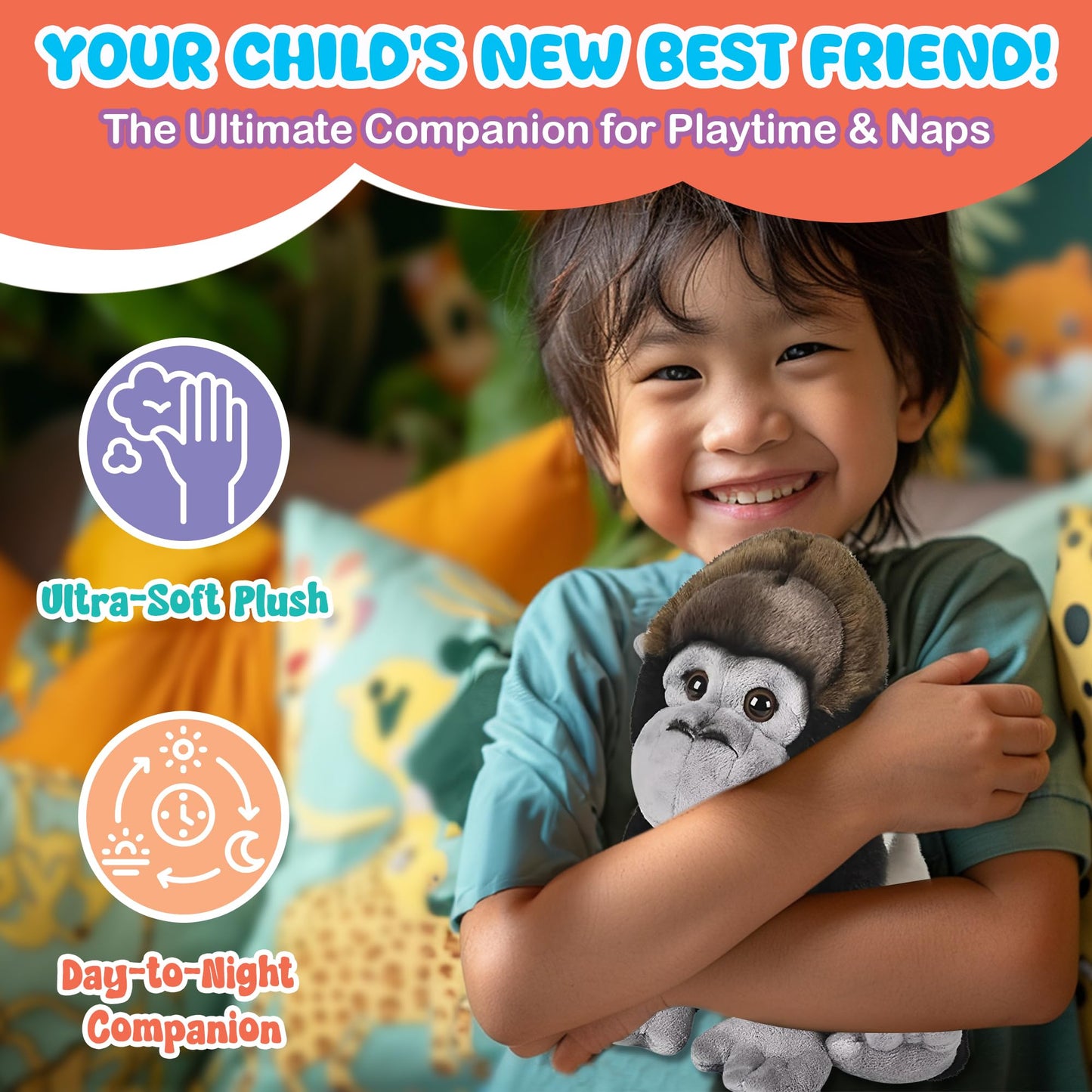 Forest & Twelfth 12'' Stuffed Gorilla Plush, Heirloom Collection Stuffed Animal, Premium Materials, Best Gift For Kids Age 3+, N