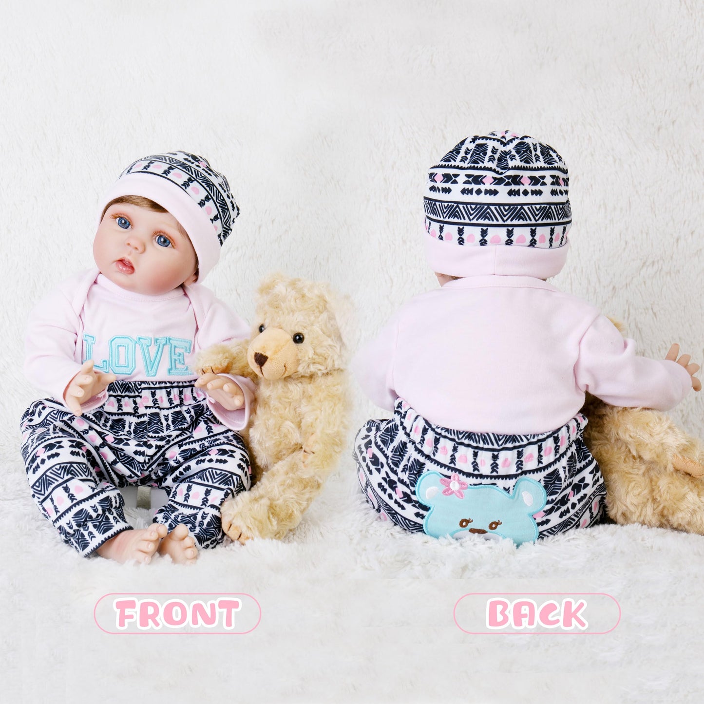 Ekokiz Reborn Baby Dolls Clothes Girl Pink Doll Clothes Baby Clothes 17-22 Inches Baby Doll Clothes And Accessories For Newborn