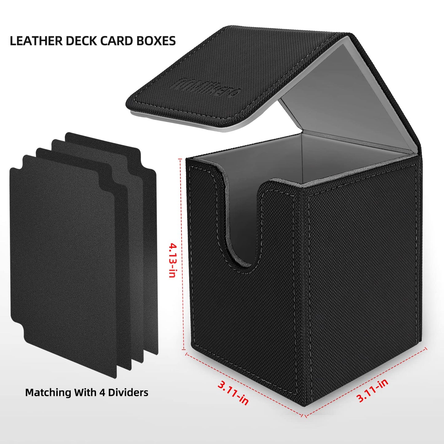Mlikero 4 Pack Card Deck Box Large Size Fit for 100+Single Sleeved Cards with 4 Dividers Trading Commander Deck Box Compatible with Mtg Card Deck enhanced Leather Deck Box for Trading Cards
