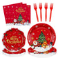 XJLANTTE Christmas Party Decorations - Including Merry Christmas Paper Plates, Snowman Napkins, Forks Christmas Dinnerware Set f