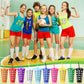 Potchen 20 Pcs Volleyball Plastic Tumbler with Lid and Straw Christmas Cup Gift 24 oz Volleyball Cups Reusable Sports Ball Plast