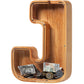 Piggy Bank For Kids Boys Girls, Large Personalized Wooden Letter Piggy Bank With Cut-Out Design, Alphabet Letter Coin Banks, Money Savings Box, Wooden Bank For Kids Creative Gift For Real-Money(J)