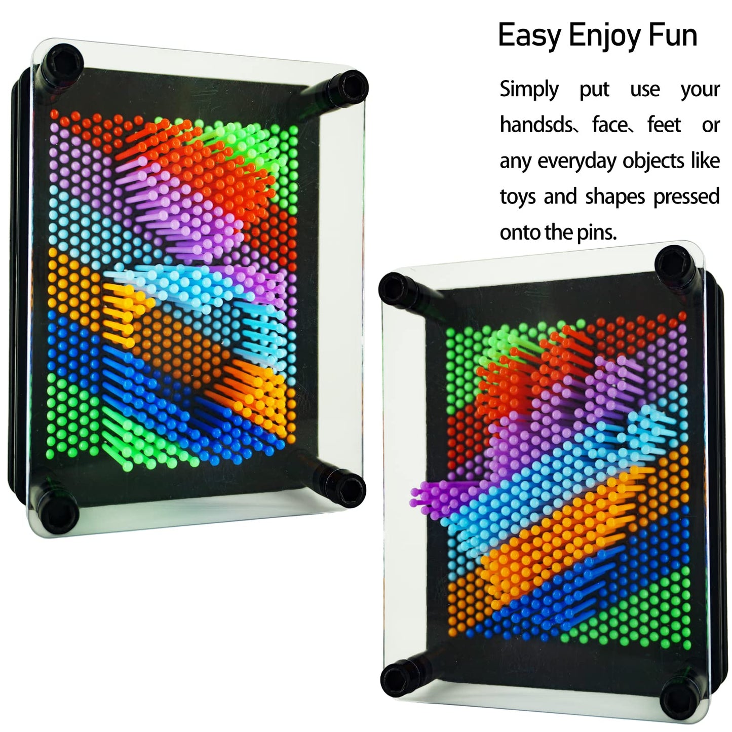 3D Pin Art Sensory Toy Size 5X3.7 Inches Needles Pin Impression Toy Intellectual Fun Rainbow Toys, Rainbow