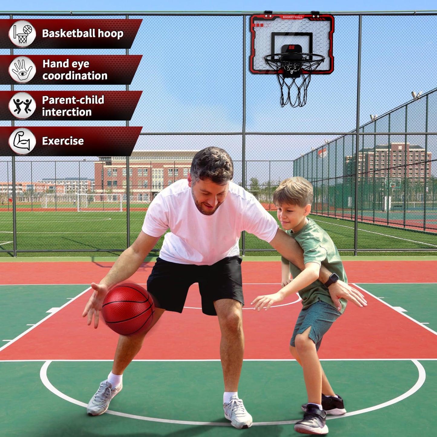 Amy&Benton Mini Basketball Hoop Indoor Kids Electronic Scoreboard Room Small Basketball Goal Door Basketball Hoop Hanging Door D