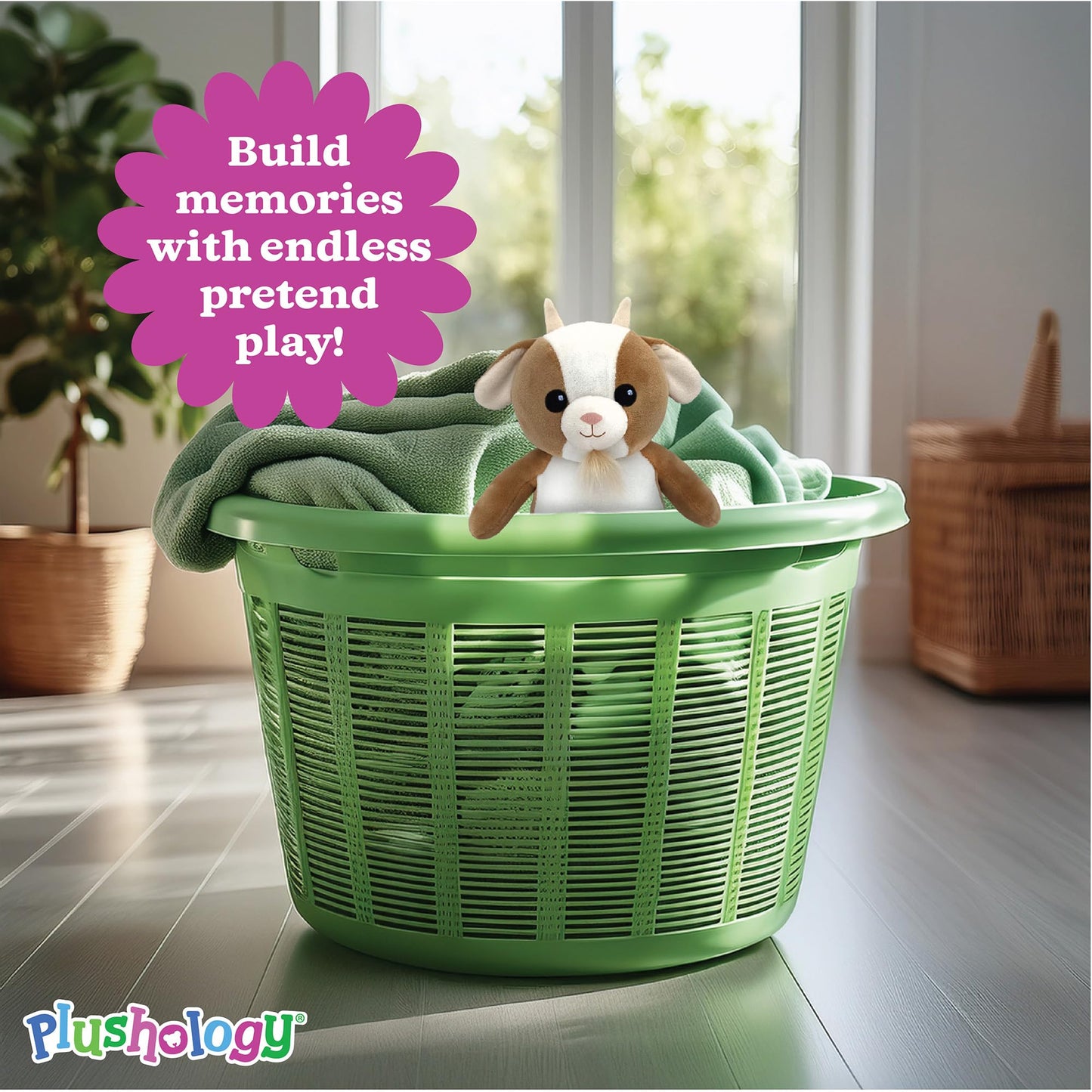 PLUSHOLOGY Squishy Baby Goat Stuffed Animal; Ultra Soft and Cuddly Plush Toy for Kids 3 Years Old to mature-themeds; Child-Safe Embroidered Eyes adds a Unique Aesthetic; (6 Tall)