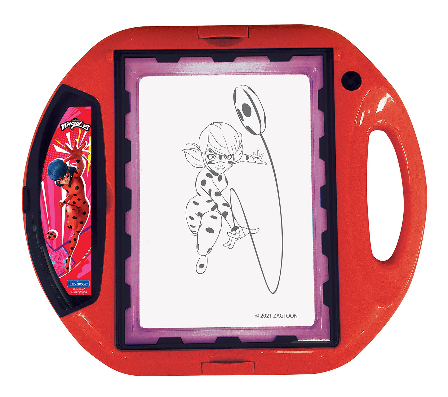 Lexibook, Miraculous Ladybug Cat Noir, Drawing Projector, 4 Stamps, 10 templates, Lighting Screen, 1 Pen Included, Artistic and