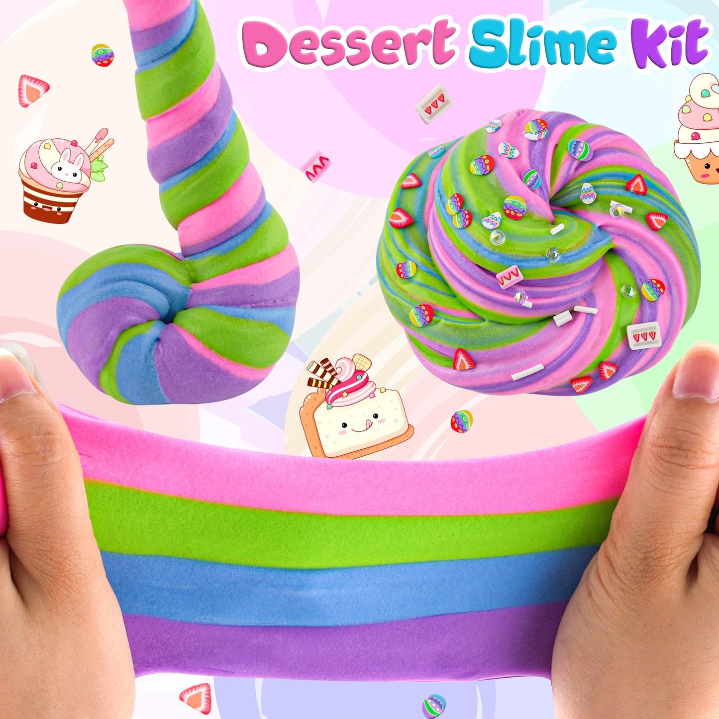 Lawoho 2X120Ml Butter Slime Kit Includes Two-Toned Butter Slime With 6 Packs Add-Ins, Slime For Kids Party Favors, Dessert Butter Slime Kit For Girls Boys Birthday Halloween Christmas Easter Gifts