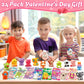 24 Pack Valentines Day Gifts for Kids, Valentines Cards for Kids Classroom with Animal Squishy Toys Slow Rising Stress Relief Fi