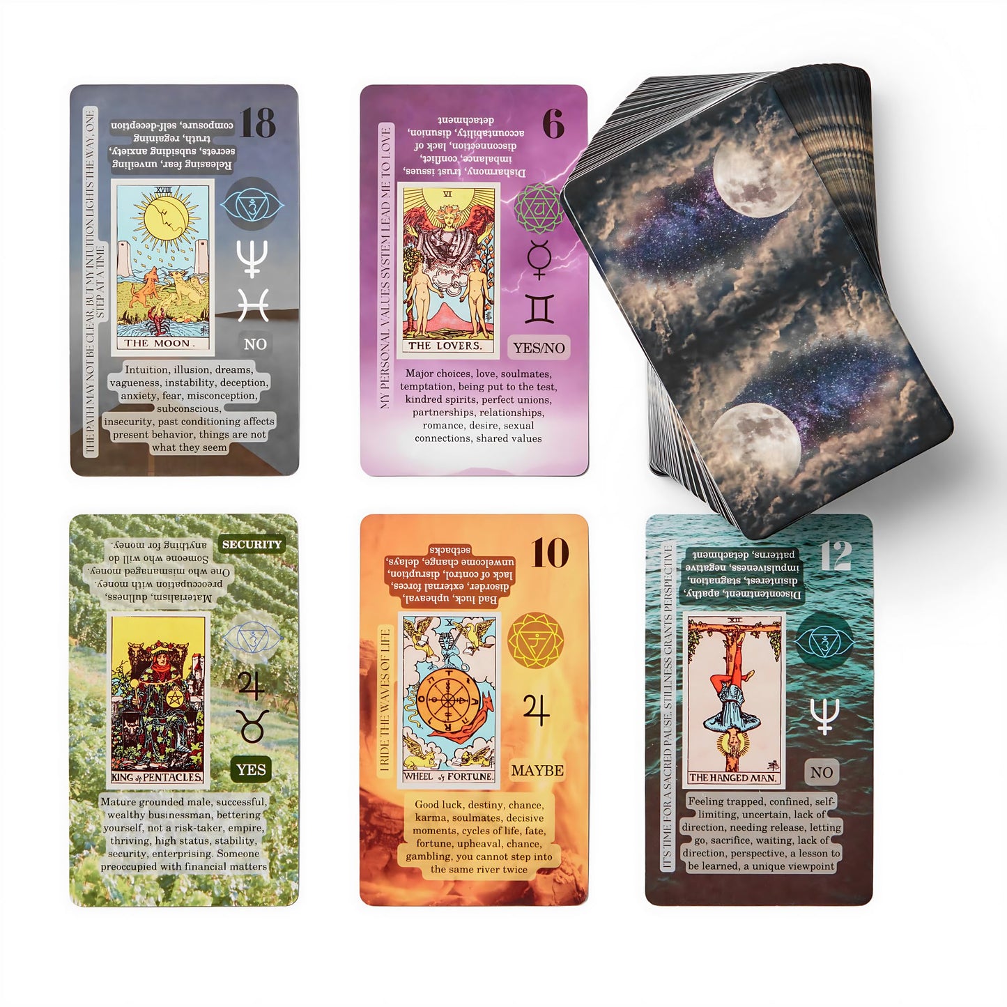 Witchy Cauldron Learning Tarot Cards - Medium Multicolor Paper Deck with Meanings for Beginners