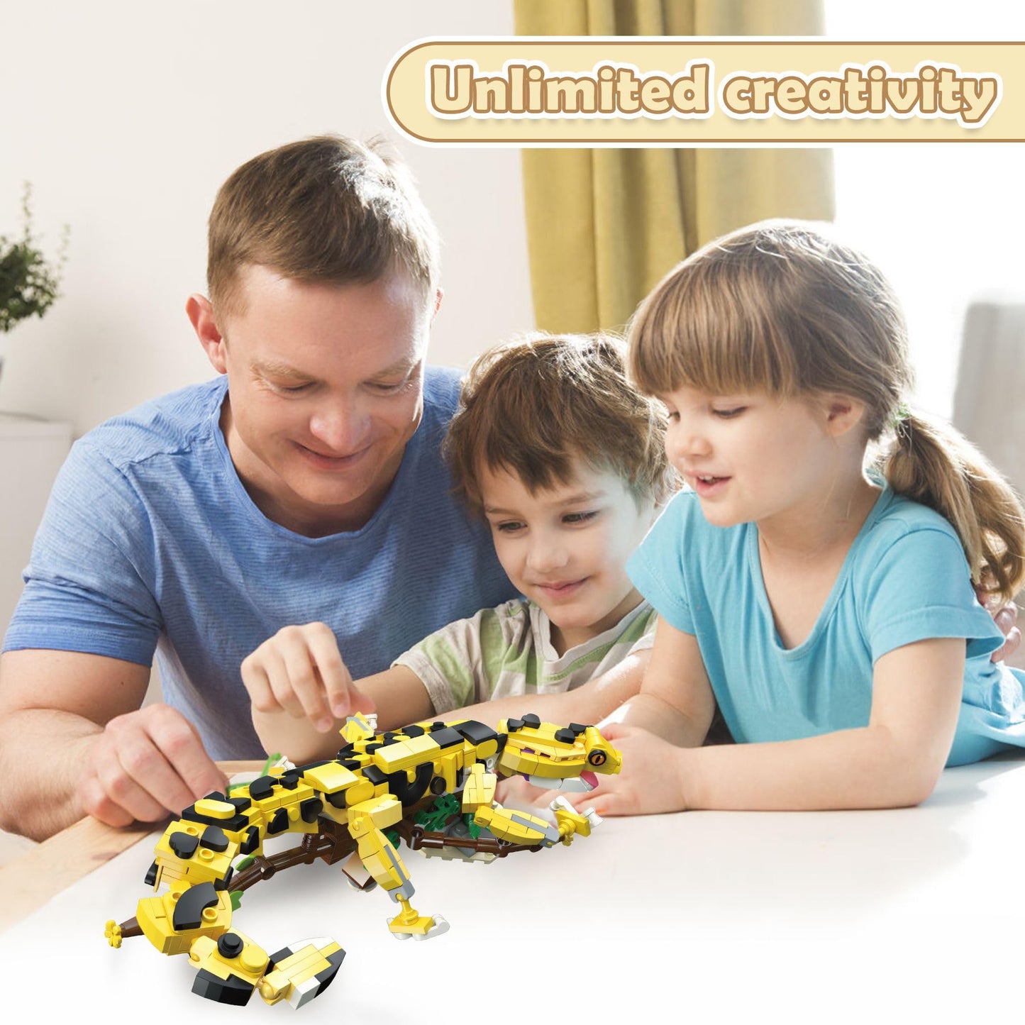 apcute 370 PCS Micro Brick Leopard Gecko Building Set, 12x6x3.5in, ABS Material, Creative Gift for Ages 6+, Home Decor and Office Art