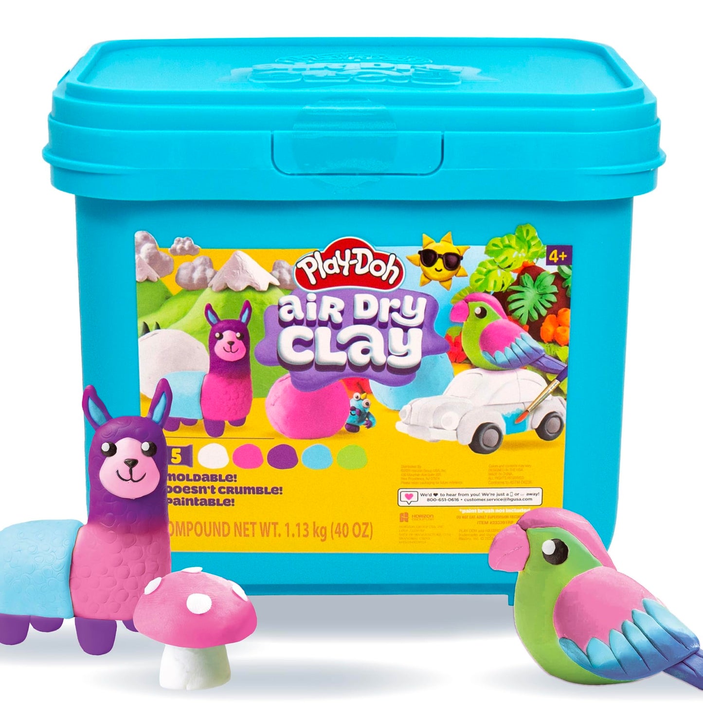 Play-Doh Brand Multicolor Air Dry Clay Bucket, 40 oz, 5 Colors, Paintable Clay Lightweight & Crumble-Free Sculpting Clay, Arts a