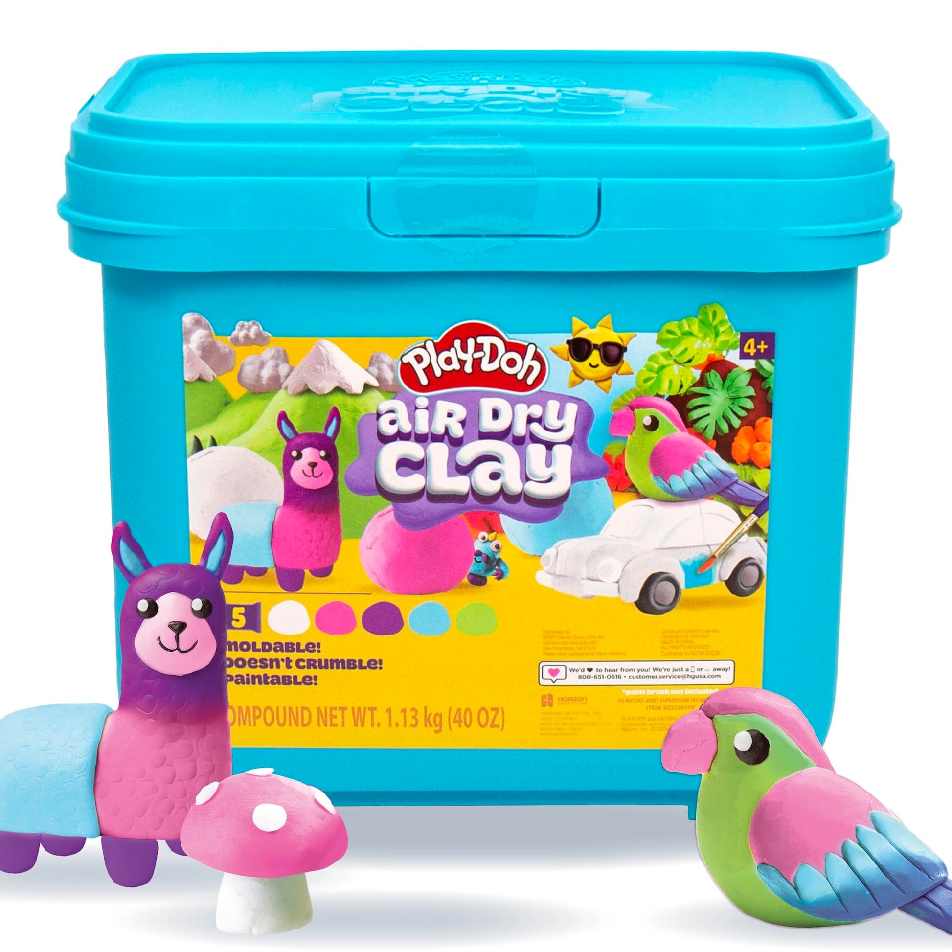 Play-Doh Brand Multicolor Air Dry Clay Bucket, 40 oz, 5 Colors, Paintable Clay Lightweight & Crumble-Free Sculpting Clay, Arts a