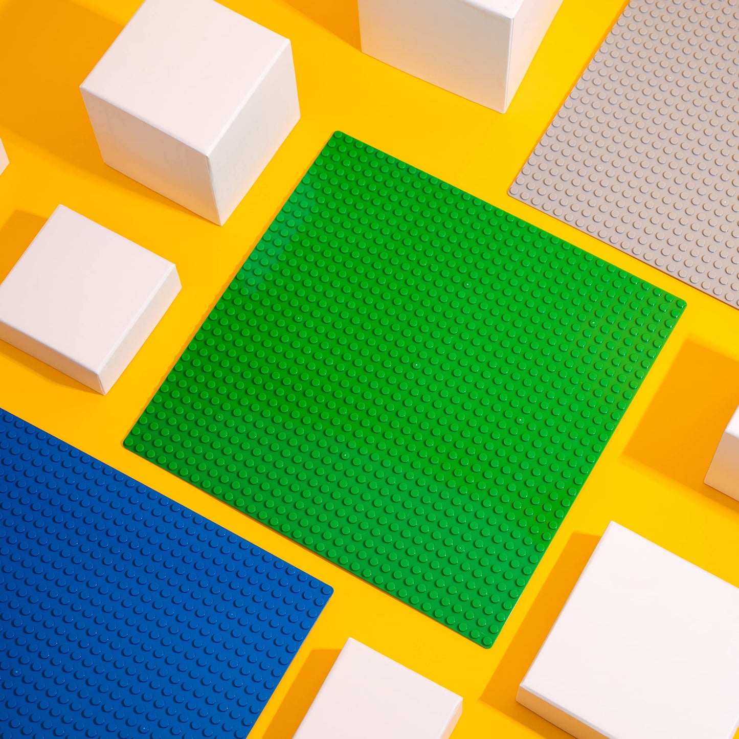 Apostrophe Games Building Blocks Base Plates Compatible With All Major Brands – (6-Pack - 2 Green, 2 Blue, 2 Gray) 10-1/16' X 10-1/16' Inches Baseplate For Building Bricks – Durable And Sturdy