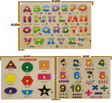 Appster Colorful Wooden Puzzle Toy For Kids Jigsaw Puzzles For Adults Baby Learning Educational Toys Board Game (Abcd + Shape &