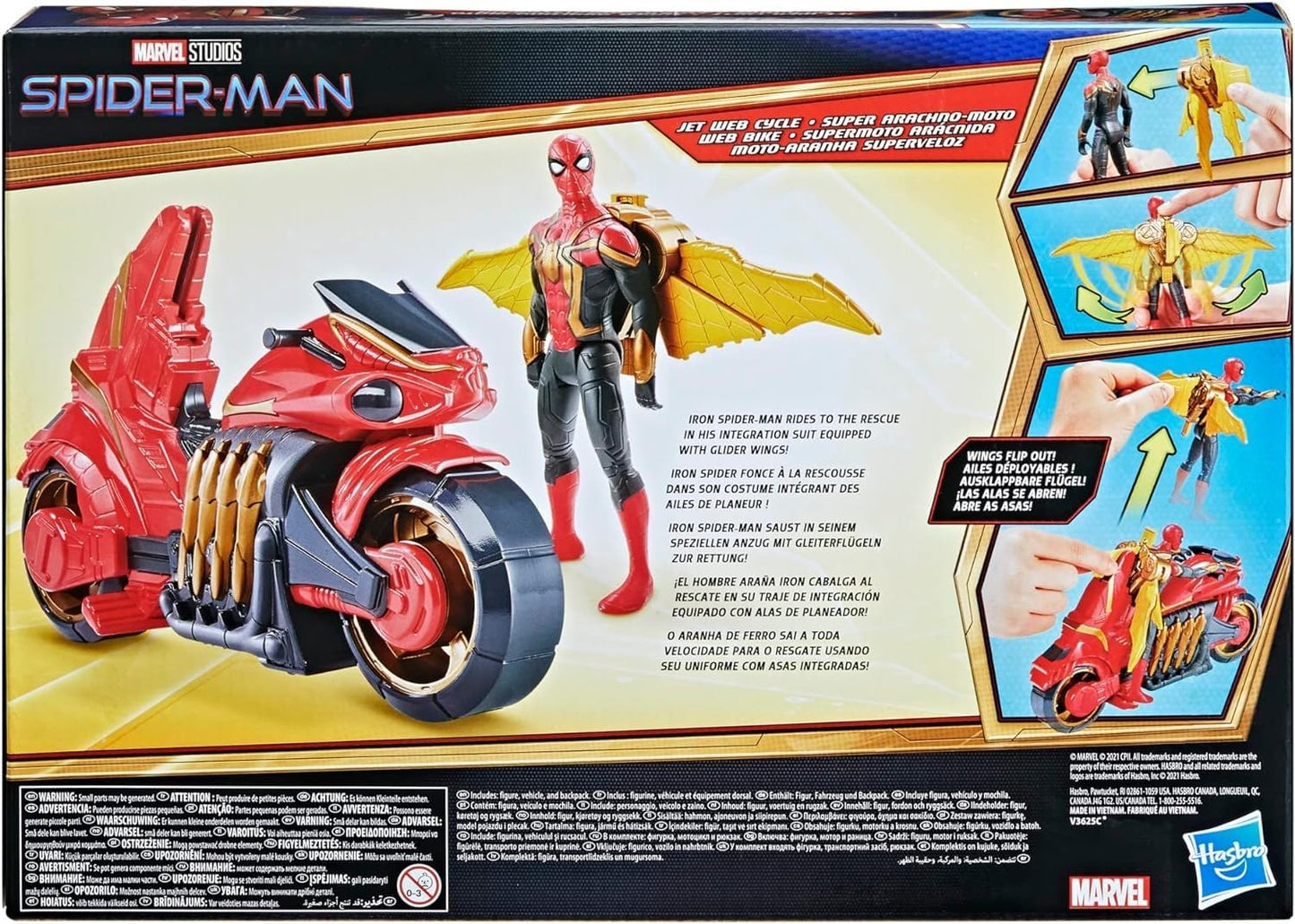 Marvel Spider-Man 6-Inch Jet Web Cycle Vehicle & Action Figure Toy, Red, Plastic, Model F1110, for Kids Ages 4 and Up