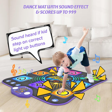Dance Mat Toys For 3-12 Year Old Gifts, Light Up 8 Buttons Dance Mat For Kids Age 4-8 Bluetooth Dance Pad, Kids Toy 8-12 Year Ol