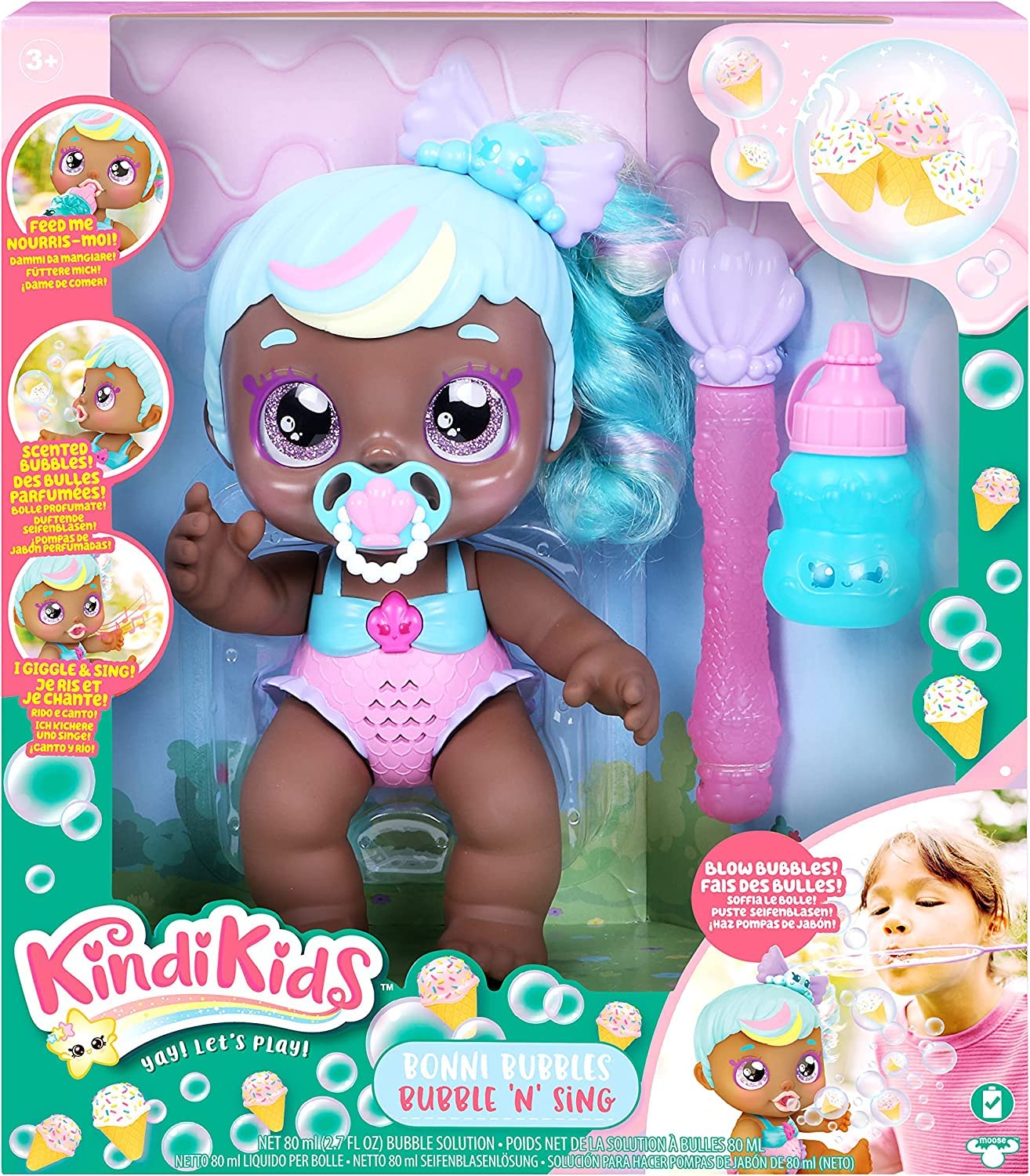 Kindi Kids Electronic 6.5 Doll and 2 Accessories - Bonni Bubbles Bubble N Sing