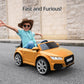 Hikiddo Electric Car For Kids, Licensed Audi 6V Kids Ride On Car Toy For Toddlers With Remote, Bluetooth - Yellow