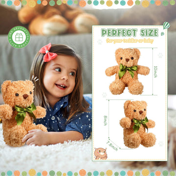 Zhanmai 9 Pieces Cute Bear Stuffed Animals 10 Inch Soft Plush Stuffed Bears Toy Gift Bulk With Bow Tie Kids Boys Girls Graduation Baby Shower Birthday Party Gift(Golden)