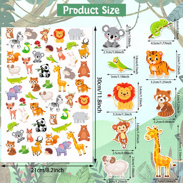 Julbear 300 Pieces Animals Foam Stickers Bulk Self-Adhesive Cartoon Forest Animals Reward Stickers For Arts Crafts Animals Fores