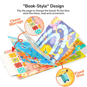 Mideer 6-In-1 Magnetic Board Game Set, Portable Board Game Book, Beginner Classic Board Games Chess Set For Kids, Travel Road Trip Game For Ages 3 4 5 6 - Museum Adventure