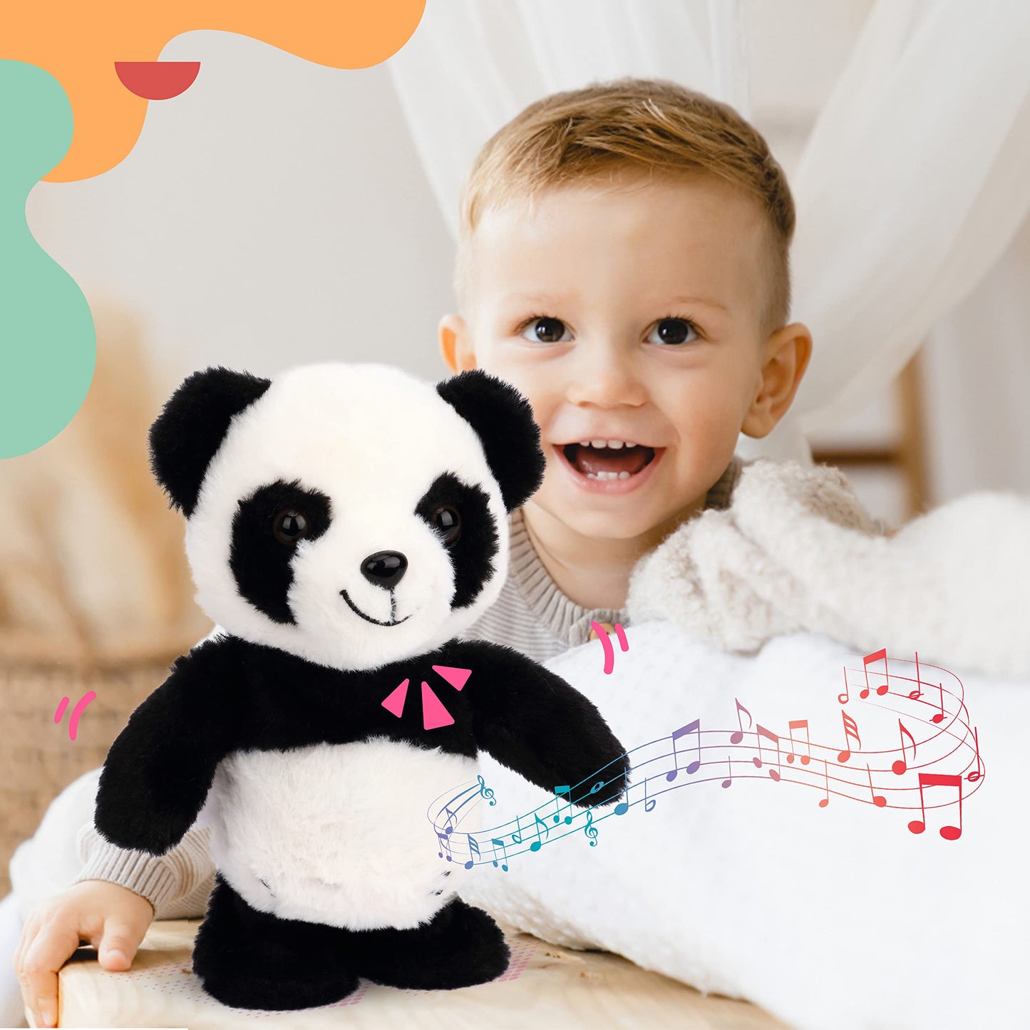 Easfan Talking Panda Repeats What You Say Electric Walking Singing Stuffed Animal Interactive Funny Plush Toy Musical Speaking Animated Toy Birthday For Kids Boys Girls, 8'