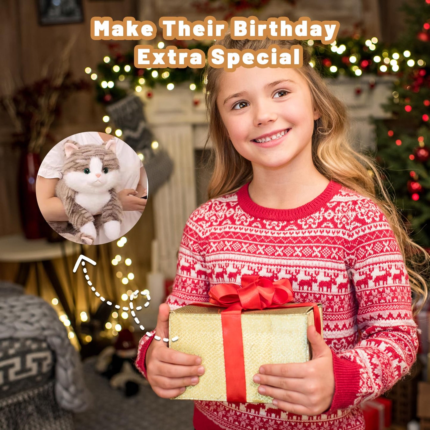 Leahaoe Large Weighted Stuffed Animals for Adults 5Lbs 26'', Soft and Cuddly Gray Weighted Cat Plush, Realistic Cat Stuffed Anim