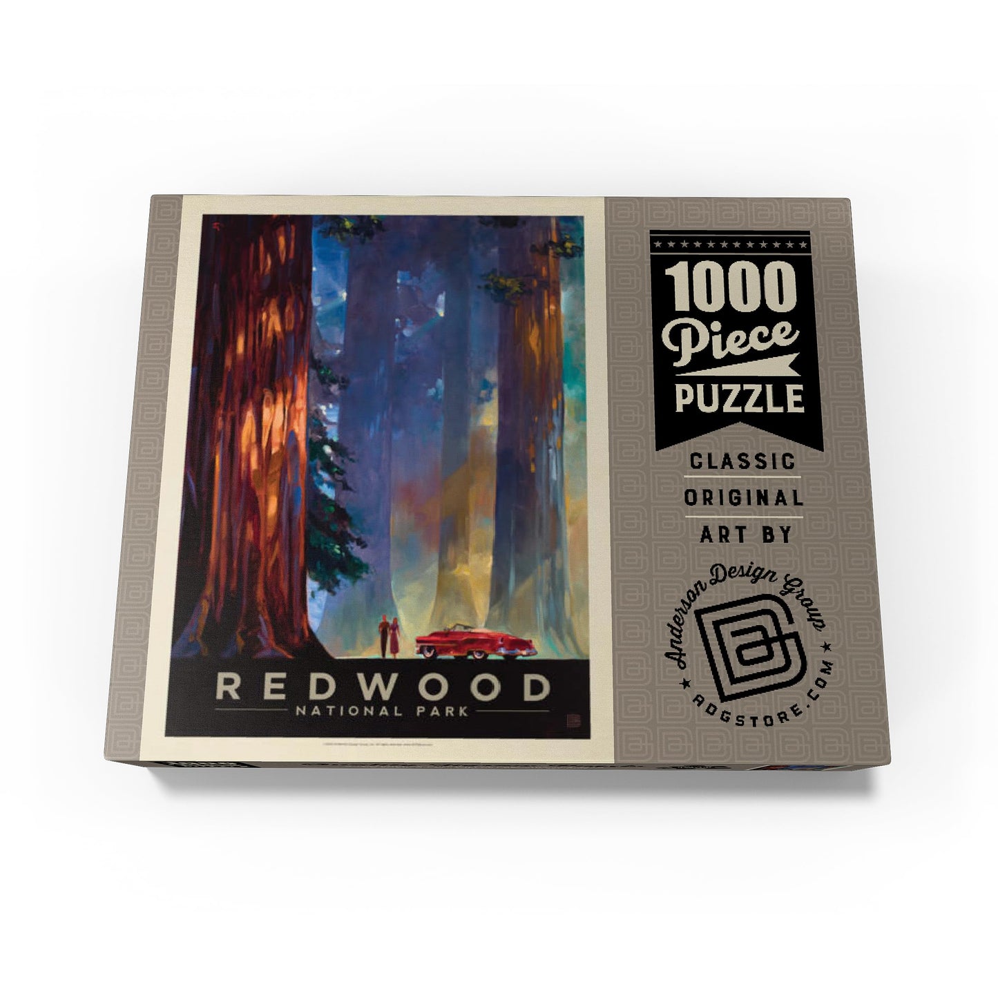 MyPuzzle 1000 Piece Jigsaw Puzzle - Redwood National Park Vintage Poster, Colorful Cardboard for Adults