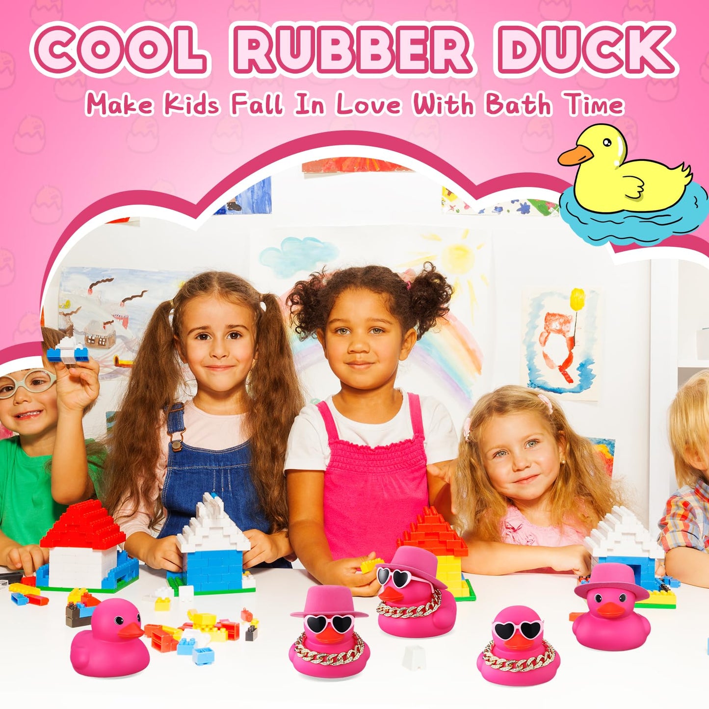 Honoson 6.89 Inches Giant Rubber Duck Funny Large Rubber Duck With Hat And Sunglasses Big Squeaky Duckling Car Ornaments Ducklin