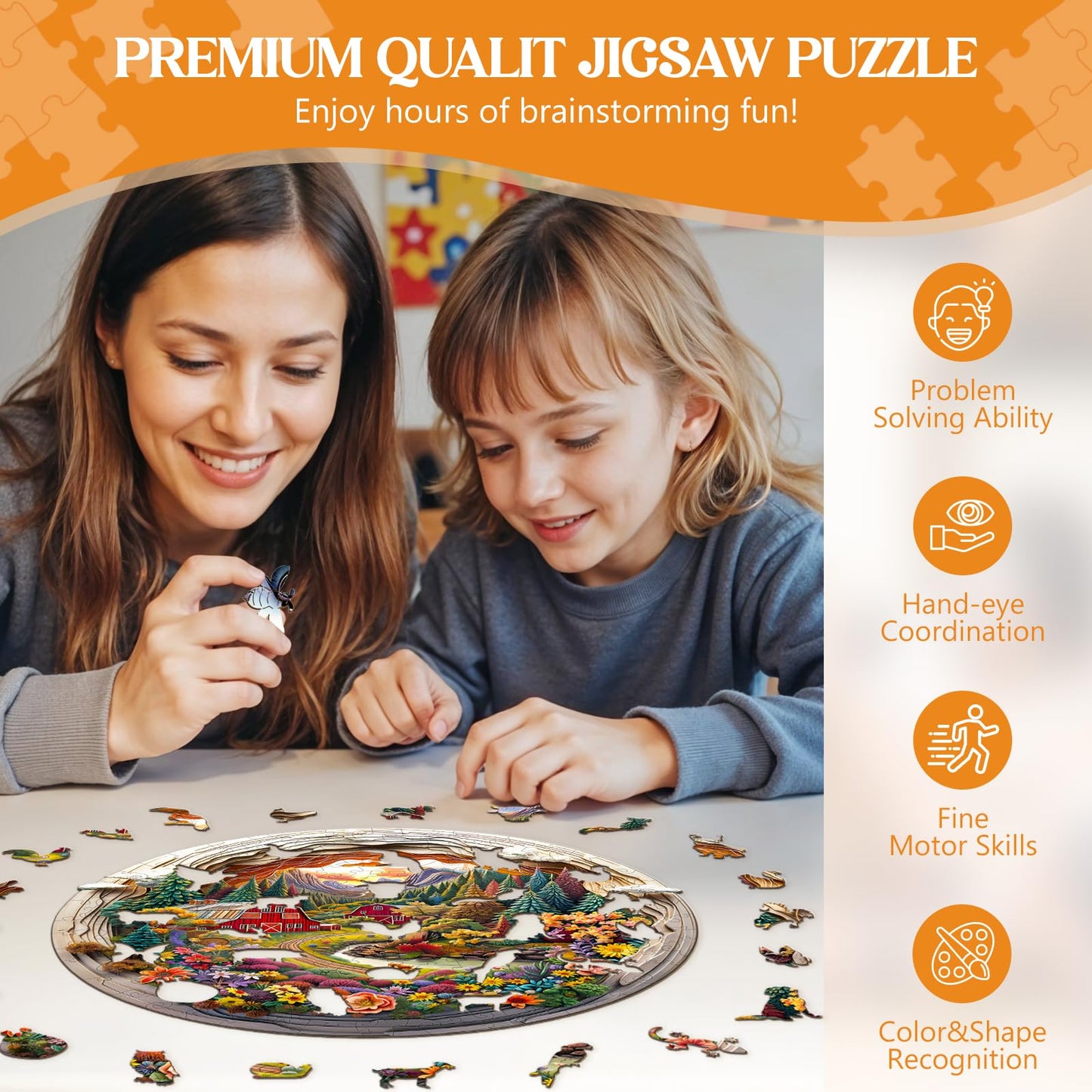 Wooden Puzzles for mature-themeds  3D Vision Effect-3D Farm Wood Puzzles mature-themed  Unique Animal Shaped Wooden Jigsaw Puzzle  Christmas Birthday Gifts for Puzzle Lovers  Family and Friends(M-11.4* 11.1in 200pcs)