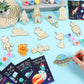 Justforjoyful 24Pcs Space Party Favors Space Cards with Art Supplies Outer Space DIY Wood Painting Craft Kits Astronaut Thank Yo