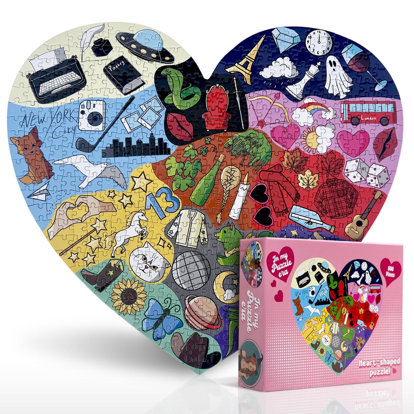 ERAS Puzzle Heart Shaped  Jigsaw Puzzles - Puzzles for mature-themeds  Gift for Couples  Friends & Puzzle Lovers - enhanced Quality Pieces (500 Pieces)