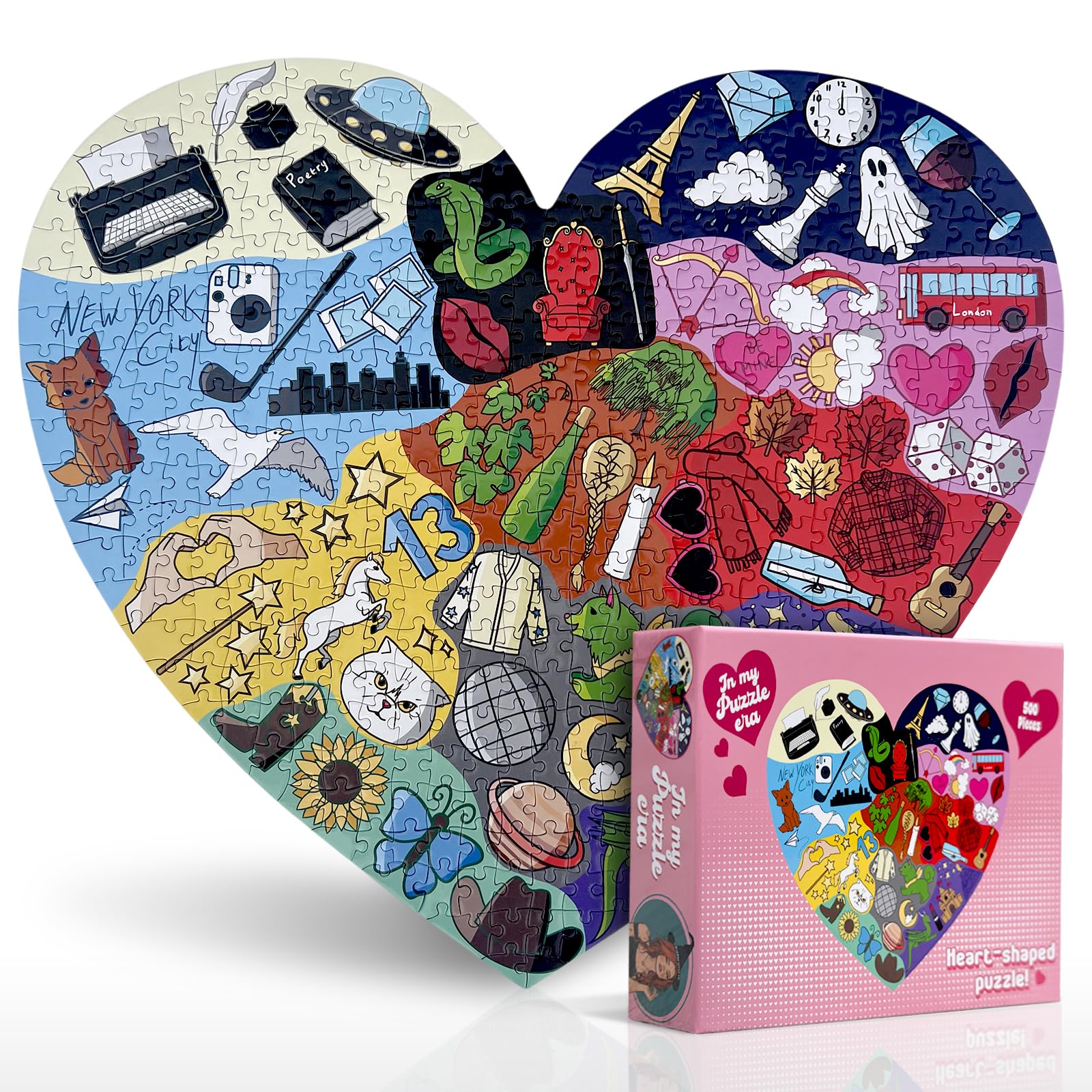 ERAS Puzzle Heart Shaped  Jigsaw Puzzles - Puzzles for mature-themeds  Gift for Couples  Friends & Puzzle Lovers - enhanced Quality Pieces (500 Pieces)