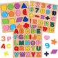 Wooden Puzzles For Toddlers 1 2 3 4 5 Year Old, Alphabet Puzzle Number Puzzle Shape Abc Puzzle, 3 In 1 Preschool Educational Learning Toys With Puzzle Board For Girls Boys Set Of 3