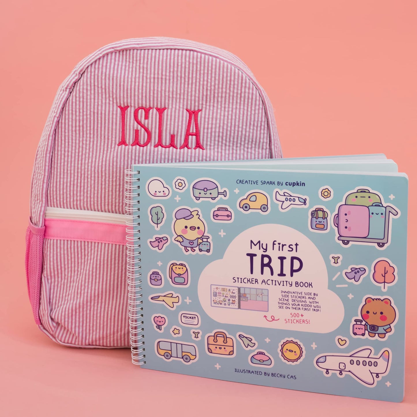 CUPKIN My First Trip Sticker & Coloring Book - 500+ Stickers, 12 Scenes, Toddler Travel Essential, Model KSB1