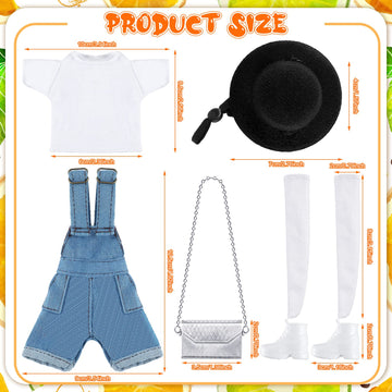 Geyoga Doll Clothes 12 Inch Doll Accessories Casual Wear Clothes Outfits With Shoes Socks Hat Bag Top Jumpsuit Set Gift(Light)