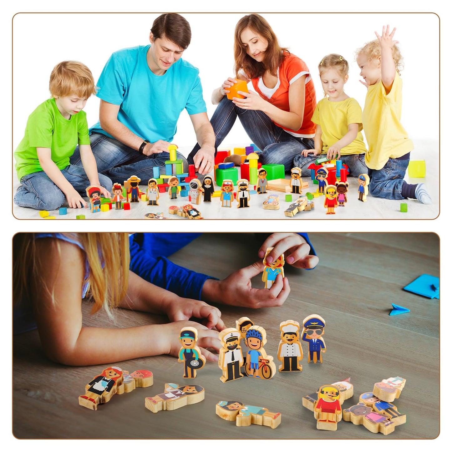Kathfly 36 Pcs Wooden Community Helpers Community Wooden Toy Preschool Little Professionals Block Character Set Multicultural Career Figurines Creative Play Social Emotional Learning Wood People Toy