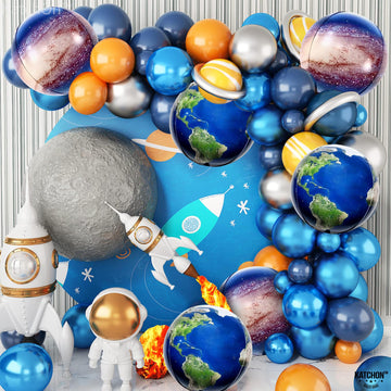 Katchon, Globe Balloons And Galaxy Balloons - 22 Inch, Pack Of 6 | Earth Balloons For Earth Day Decorations | World Balloons, Planet Balloons For Travel Themed Party Decorations | Earth Day Balloons