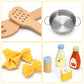 Pillowhale Pasta Food Toys, Wooden Play Kitchen Food , Play Food with Pots and Pans Playset, Kids Pretend Play Kitchen Accessori