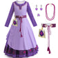 Grivos Wish Asha Dress Costume For Girls Princess Dress Up Kids Cosplay Outfits Halloween Christmas Party, Wish Purple, 110 (3-4T)