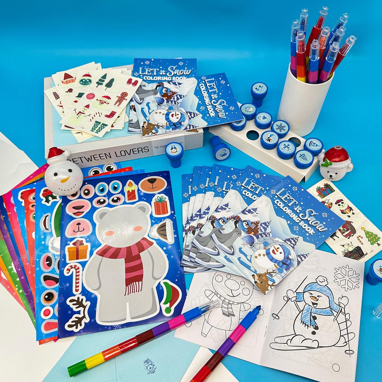 Cinrobiye 72 Pieces Winter Frozen Party Favors Winter Arctic Animals Coloring Books Tattoo DIY Sticker Stampers Class Reward Pri