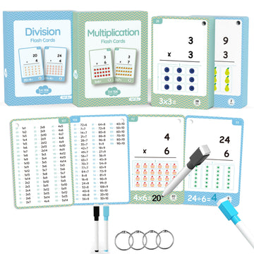 110 Cards, 212 Pictures Educational Math Flash Cards, Mul Div Multiplication Division Flash Cards, For Toddlers 7,8,9,10,11 Year