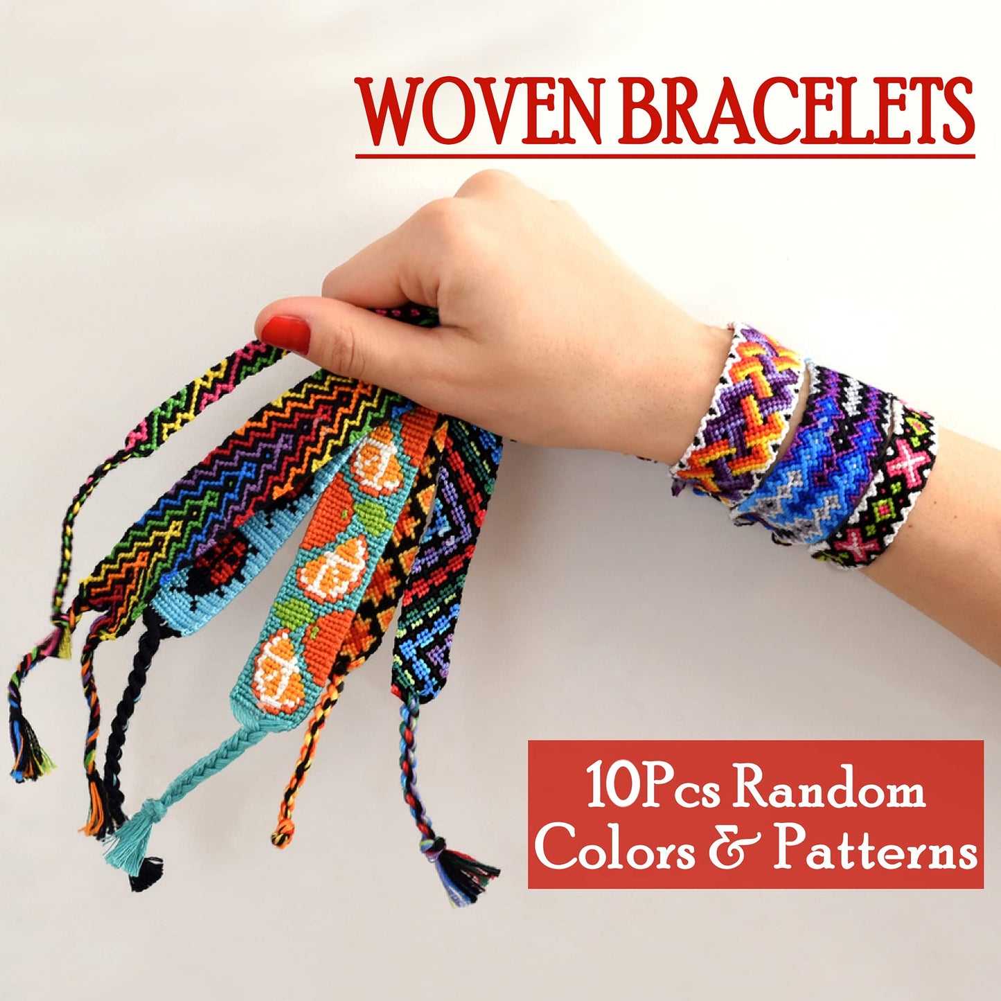 Novelty Place 10 Pcs Woven Bracelet Bulk for Women & Girls - Nepal Style Friendship Bracelets Handmade Braided Rope Wrist String