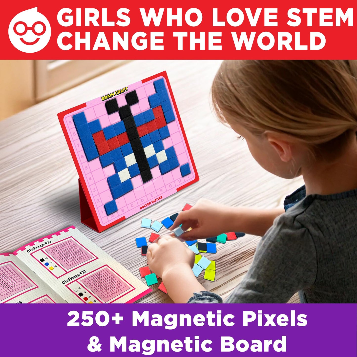 Doctor Jupiter My First STEM Pixel Art Kit, Brain Craft for Girls Ages 5+ | Birthday Gift Ideas for 5-6-7-8-9-10 Year Old Girls