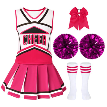 WooHand Cheerleader Costume for Girls  Cheerleading Outfit for Halloween  Birthday Gifts  School Events  Family Dress-Up Games  11-12 Years