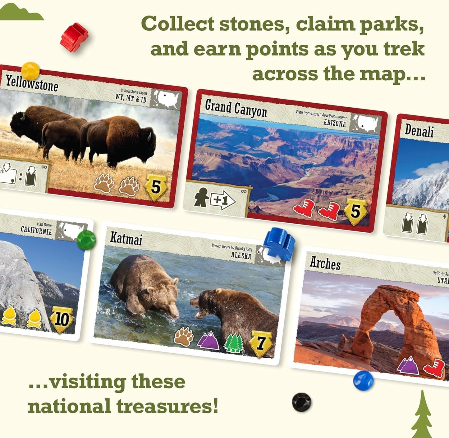 Underdog Games Trekking The National Parks Board Game - Family Fun for Ages 10+, Cardboard, 12x12x4, Multicolor, 3rd Edition