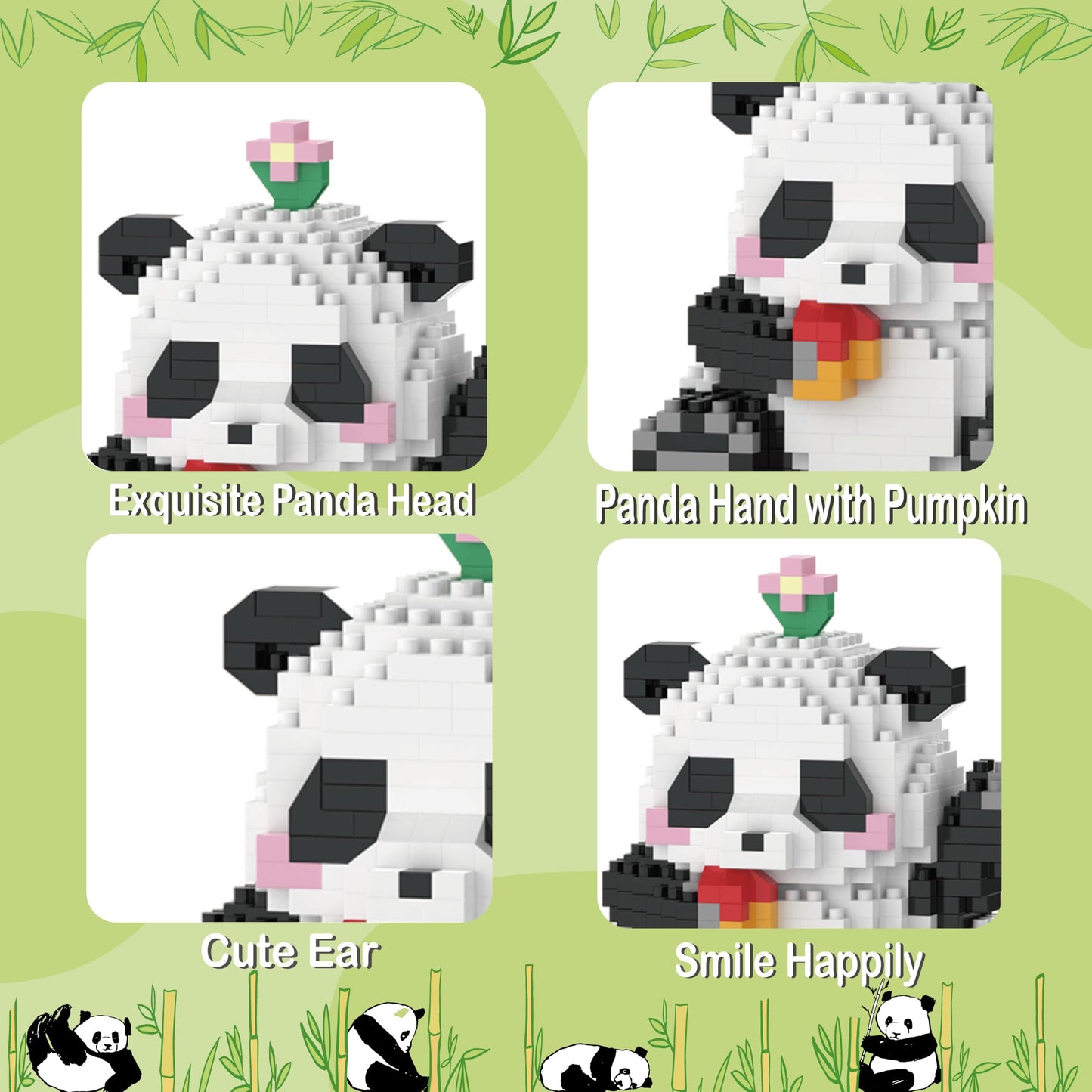 Mjddja Mini Building Blocks- Waving Panda, Party Favors- Micro Blocks Panda Toy For Kids 6 7 8 9 10+, Mini Blocks Building Sets